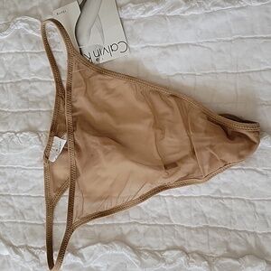Calvin Klein Nude Sheer Thong Medium Brand New Tags Attached